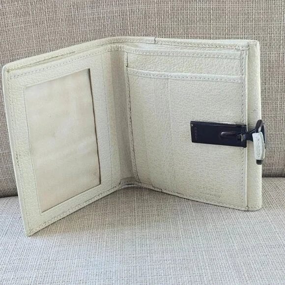 Gucci Cardholder Wallet Bifold Off White Genuine Leather Purse Made in Italy - Picture 5 of 14